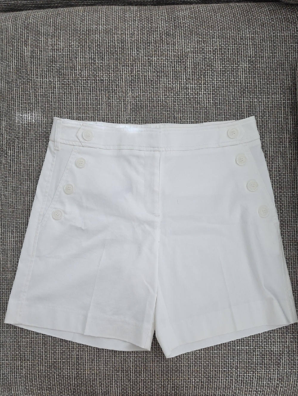 Chico's White High-Rise Button-Trim Bermuda Shorts
